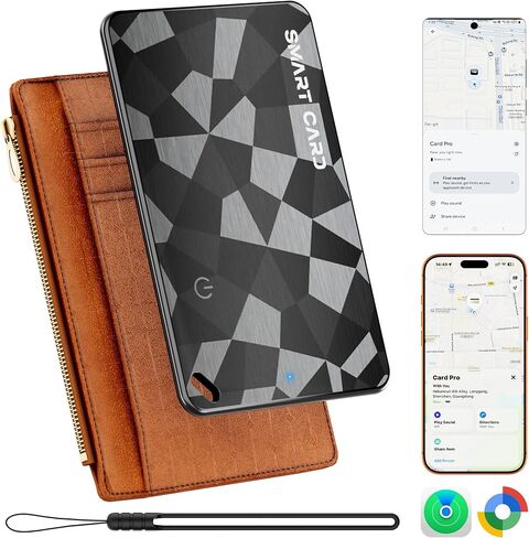 【for iOS&Android】 Airtag Wallet Tracker Card, Ultra-Thin Smart Card, Credit Card Size Bluetooth Tracker for Wallet Passport, Works with Apple Find My & Google Find Hub, Wireless Charging, Loud Alarm in Saudi Arabia