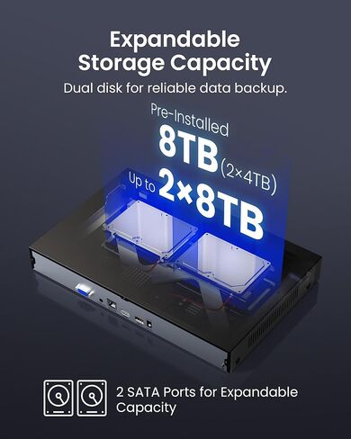 نظام كاميرا أمان ZOSI 4K 32 قناة PT PoE، تتبع تلقائي للإنسان، اكتشاف مركبة الشخص، صوت ثنائي الاتجاه، 20 قطعة 8 ميجابكسل كاميرات خارجية، 32 قناة 4K NVR مع محرك أقراص ثابتة 8 تيرابايت للتسجيل على مدار الساعة طوال أيام الأسبوع in Saudi Arabia