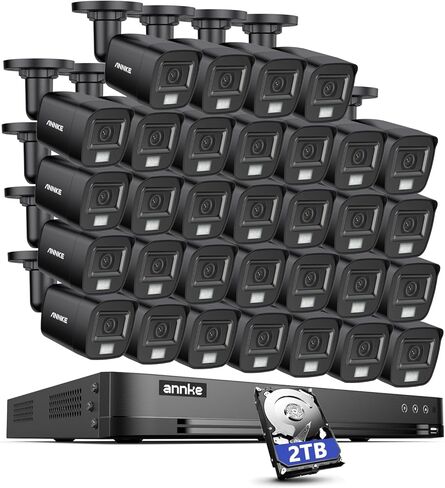 نظام كاميرا أمان ANNKE 32CH 3K، 32 قناة 3K Lite H.265+ DVR للمراقبة مع كشف الحركة بالذكاء الاصطناعي، كاميرات تناظرية 32x 3K 5MP، رؤية ليلية ملونة ذكية، ميكروفون مدمج، IP67، محرك أقراص ثابتة سعة 2 تيرابايت in Saudi Arabia