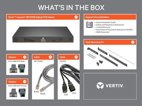 محول Vertiv Avocent MPU KVM | 8 منفذ | 1 المسار الرقمي| طاقة تيار متردد مزدوج TAA| الوصول عن بعد إلى KVM وUSB والاتصالات التسلسلية (MPU108EDAC-400) in Saudi Arabia
