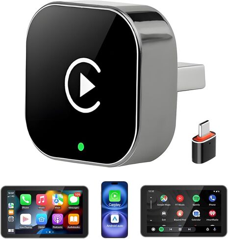 محول CarPlay اللاسلكي 2026 تمت ترقيته، CarPlay & Android Auto 2 في 1، تصميم USB صغير للسيارات مع CarPlay السلكي، اتصال تلقائي سريع، التوصيل والتشغيل، لـ Apple iOS 10+، إصدار Android 11+ in Kuwait