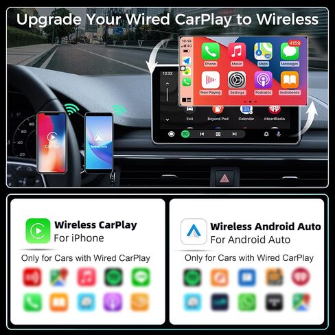 محول CarPlay اللاسلكي 2026 تمت ترقيته، CarPlay & Android Auto 2 في 1، تصميم USB صغير للسيارات مع CarPlay السلكي، اتصال تلقائي سريع، التوصيل والتشغيل، لـ Apple iOS 10+، إصدار Android 11+ in Kuwait
