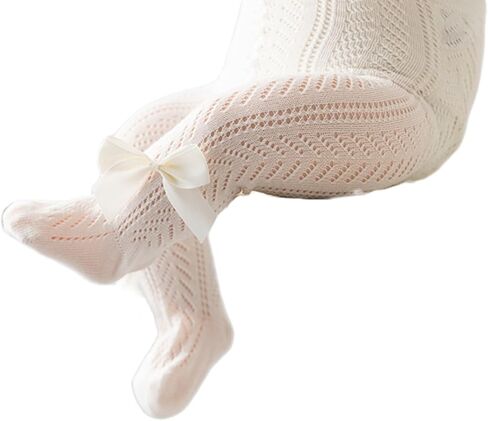 0-4T Baby Girls Tights with Bows Hollow Out Knit Leggings Toddlers Cotton Pantyhose Christmas Accessory in Saudi Arabia