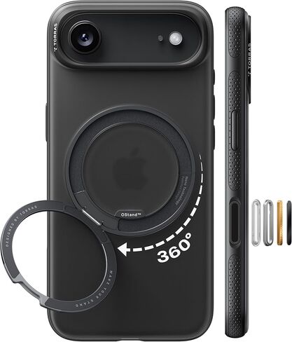 TORRAS 360 Magnetic Stand for 17 Air Case, [Fit for MagSafe] [Military-Grade Protection] Translucent Slim Case for 17 Air, 2025, Obsidian Black, Ostand O3 Fitness Series in Saudi Arabia