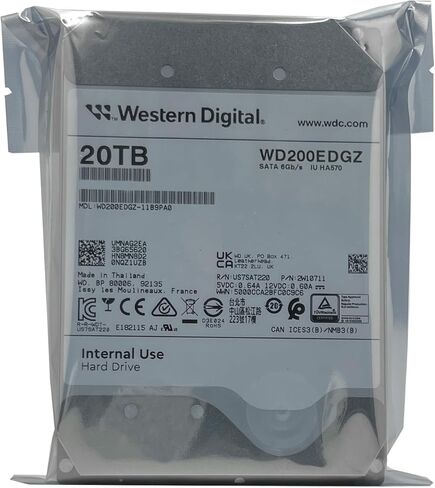 Western Digital WD Ultrastar 20TB Internal Hard Drive WD200EDGZ 3.5 Inch HDD SATA 6Gb/s 7200RPM 512MB Cache (Refurbished) in Saudi Arabia