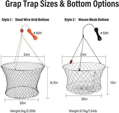 Dr.Fish Double Ring Crab Trap Kit, Crabbing Net with Crab Gauge & Bait Clip Lobsters Minnows Shrimp Crayfish Crawdad Trap Net for Docks, Shorelines, Boats and Kayaks Use in Saudi Arabia