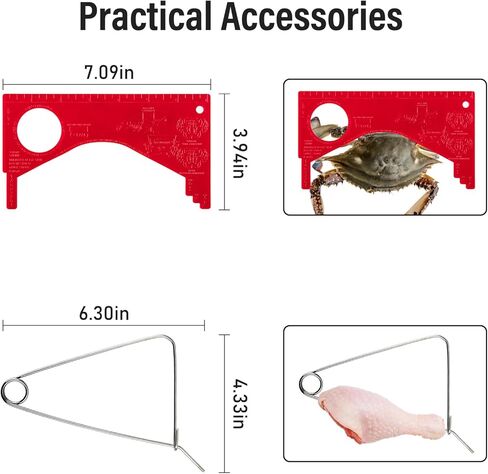 Dr.Fish Double Ring Crab Trap Kit, Crabbing Net with Crab Gauge & Bait Clip Lobsters Minnows Shrimp Crayfish Crawdad Trap Net for Docks, Shorelines, Boats and Kayaks Use in Saudi Arabia