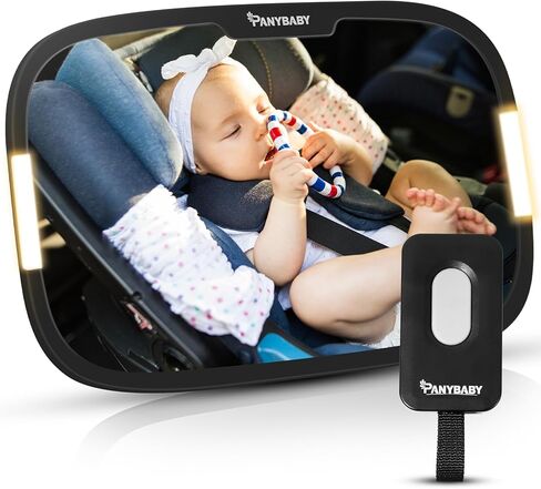 LED Baby Car Mirror With Light for Day and Night Driving, Safety Car Seat Mirror for Rear Facing with Wide Crystal Clear View, Shatterproof, 360° Rotation, Crash Tested and Certified in Kuwait