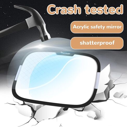 LED Baby Car Mirror With Light for Day and Night Driving, Safety Car Seat Mirror for Rear Facing with Wide Crystal Clear View, Shatterproof, 360° Rotation, Crash Tested and Certified in Kuwait