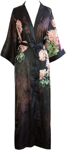 KIM+ONO Women's Charmeuse Kimono Robe Long - Peacock Feather - White in Saudi Arabia
