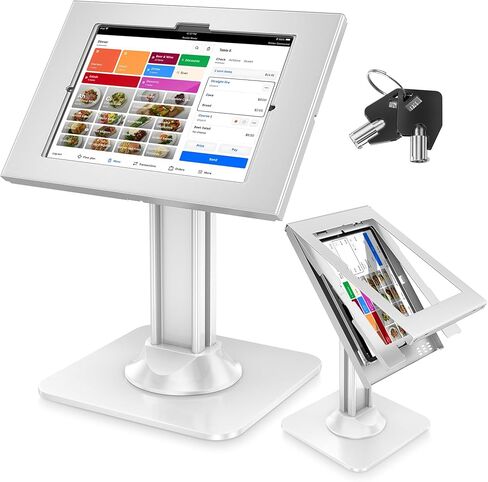 حامل كشك iPad مضاد للسرقة من OverTEK، حوامل أمان POS iPad، حامل لوحي بقفل من الألومنيوم مع قاعدة شديدة التحمل، دوران 360 درجة وإمالة 75 درجة، حامل مكتب البيع بالتجزئة للاستخدام التجاري والتجاري (أسود) in Kuwait