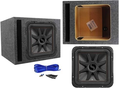 مضخم صوت Kicker 45L7R124 مقاس 12 بوصة بقدرة 1200 وات L7R Solo-Baric L7R124+صندوق مزود بفتحات تهوية in Kuwait