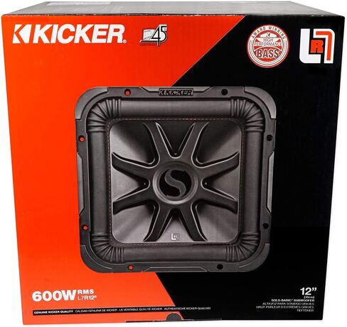 مضخم صوت Kicker 45L7R124 مقاس 12 بوصة بقدرة 1200 وات L7R Solo-Baric L7R124+صندوق مزود بفتحات تهوية in Kuwait