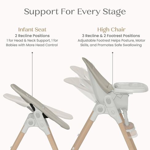 Delta Children Duet 2-in-1 High Chair and Infant Seat - Dishwasher Safe Meal Tray - FSC-Certified Wood, Taupe in Saudi Arabia