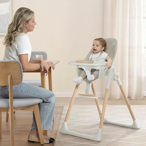 Delta Children Duet 2-in-1 High Chair and Infant Seat - Dishwasher Safe Meal Tray - FSC-Certified Wood, Taupe in Saudi Arabia