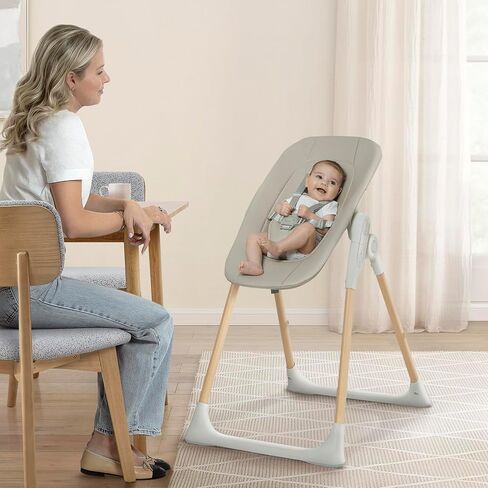 Delta Children Duet 2-in-1 High Chair and Infant Seat - Dishwasher Safe Meal Tray - FSC-Certified Wood, Taupe in Saudi Arabia