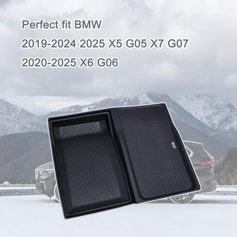 حصيرة JKCOVER المركزية للشحن اللاسلكي الواقية غير القابلة للانزلاق متوافقة مع BMW X5 G05 X7 G07 (2019-2025) وBMW X6 G06 (2020-2025) ملحقات وحدة التحكم إدراج وسادة واقية لشاحن الهاتف in Kuwait