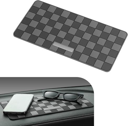 Car Dashboard Non Slip Mat, 11.8" x 5.9" Anti-Slide Grid Sticky Dash Pad, Multifunctional Dashboard Gripping Pad for Cell Phones, Keys, Sunglasses, Electronic Devices (Black & Gray) in Saudi Arabia