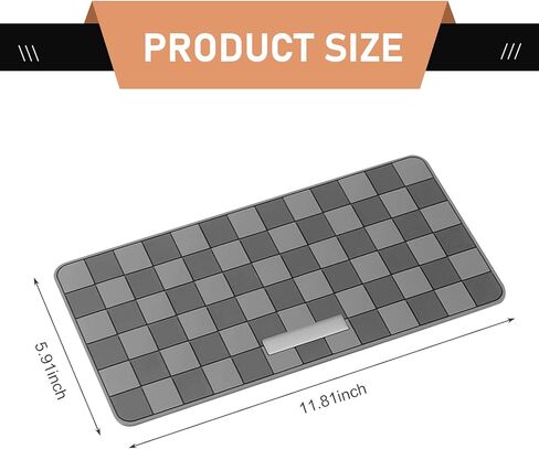 Car Dashboard Non Slip Mat, 11.8" x 5.9" Anti-Slide Grid Sticky Dash Pad, Multifunctional Dashboard Gripping Pad for Cell Phones, Keys, Sunglasses, Electronic Devices (Black & Gray) in Saudi Arabia