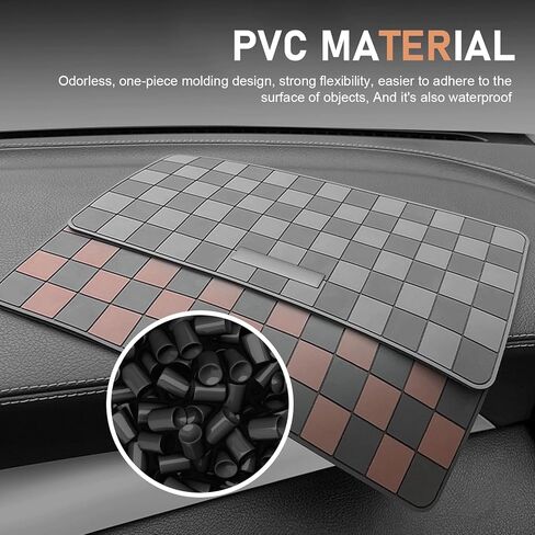 Car Dashboard Non Slip Mat, 11.8" x 5.9" Anti-Slide Grid Sticky Dash Pad, Multifunctional Dashboard Gripping Pad for Cell Phones, Keys, Sunglasses, Electronic Devices (Black & Gray) in Saudi Arabia