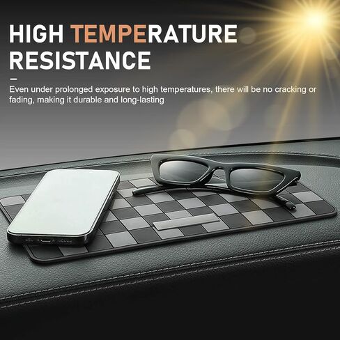Car Dashboard Non Slip Mat, 11.8" x 5.9" Anti-Slide Grid Sticky Dash Pad, Multifunctional Dashboard Gripping Pad for Cell Phones, Keys, Sunglasses, Electronic Devices (Black & Gray) in Saudi Arabia