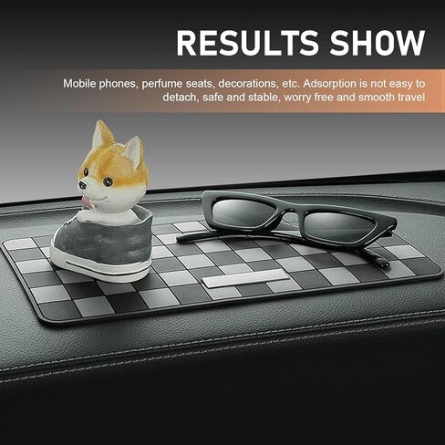 Car Dashboard Non Slip Mat, 11.8" x 5.9" Anti-Slide Grid Sticky Dash Pad, Multifunctional Dashboard Gripping Pad for Cell Phones, Keys, Sunglasses, Electronic Devices (Black & Gray) in Saudi Arabia