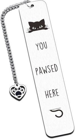 Cat Bookmark for Reading Women - Bookish Cat Lover Gifts Book Reading Accessories for Women Readers You Pawsed Here Bookmark, 2025 Christmas Stocking Stuffer Ideas Metal Cats Book Marks in Saudi Arabia