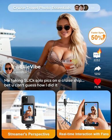 Back Camera Monitor iPhone | Touch Screen Control, Wireless Magnetic Vlog Selfie Monitor Screen for iPhone, Touchscreen Selfie Monitor with Speaker | Zoom Adjustment | Manual Focus for TikTok YouTube in Kuwait