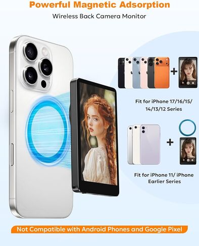 Back Camera Monitor iPhone | Touch Screen Control, Wireless Magnetic Vlog Selfie Monitor Screen for iPhone, Touchscreen Selfie Monitor with Speaker | Zoom Adjustment | Manual Focus for TikTok YouTube in Kuwait