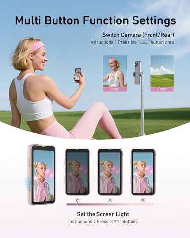 شاشة Zoom Vlog Selfie للهاتف، شاشة كاميرا خلفية مغناطيسية TELESIN لسلسلة iPhone 11-17 وAndroid، شاشة مرآة iPhone لاسلكية للصور/TikTok Live Stream/Vlogging، سطوع 3 مستويات in Saudi Arabia