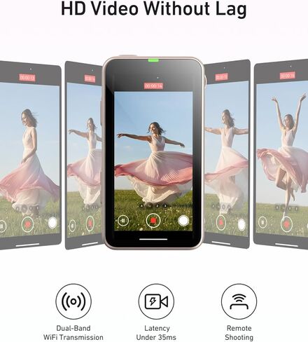 شاشة Zoom Vlog Selfie للهاتف، شاشة كاميرا خلفية مغناطيسية TELESIN لسلسلة iPhone 11-17 وAndroid، شاشة مرآة iPhone لاسلكية للصور/TikTok Live Stream/Vlogging، سطوع 3 مستويات in Saudi Arabia