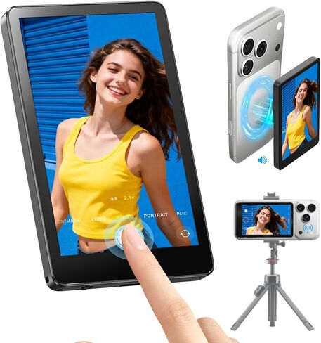 Touch Screen Selfie Monitor for iPhone, Wireless 4K Magnetic Back Camera Monitor, Phone Second Screen with Speaker & Reverse Control for Real-Time Vlogging, Live Streaming & Content Creation in Saudi Arabia