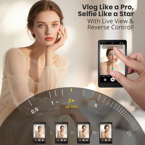 Touch Screen Selfie Monitor for iPhone, Wireless 4K Magnetic Back Camera Monitor, Phone Second Screen with Speaker & Reverse Control for Real-Time Vlogging, Live Streaming & Content Creation in Saudi Arabia