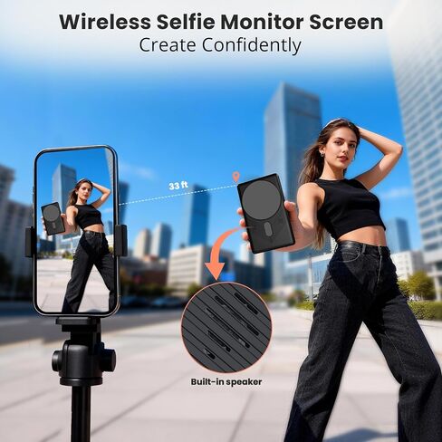 Touch Screen Selfie Monitor for iPhone, Wireless 4K Magnetic Back Camera Monitor, Phone Second Screen with Speaker & Reverse Control for Real-Time Vlogging, Live Streaming & Content Creation in Saudi Arabia