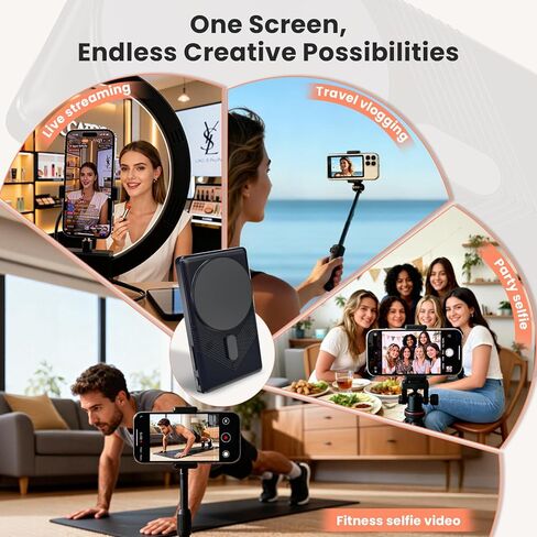 Touch Screen Selfie Monitor for iPhone, Wireless 4K Magnetic Back Camera Monitor, Phone Second Screen with Speaker & Reverse Control for Real-Time Vlogging, Live Streaming & Content Creation in Saudi Arabia