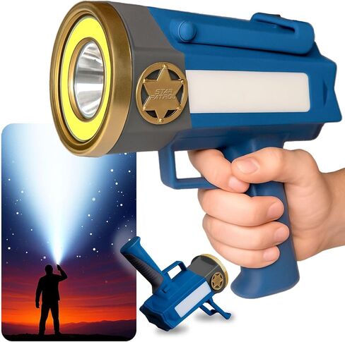 Star Patrol Platinum Mega-Bright Rechargeable Spotlight, AS SEEN ON TV, Tactical Flashlight, 10 Modes, Turbo Boost Up to 100%, Built-in Kickstand & Phone Charger, for Camping,Emergencies, 9 in, Black in Saudi Arabia
