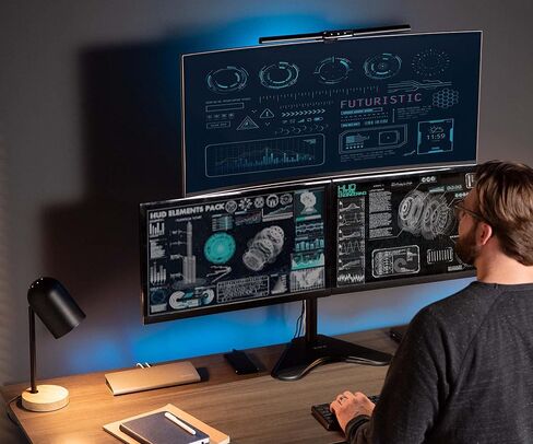 VIVO Triple LCD LED Computer Monitor Desk Stand, Free Standing Heavy Duty Fully Adjustable Mount for 3 Screens up to 30 inches STAND-V003E in Saudi Arabia