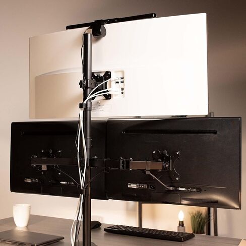 VIVO Triple LCD LED Computer Monitor Desk Stand, Free Standing Heavy Duty Fully Adjustable Mount for 3 Screens up to 30 inches STAND-V003E in Saudi Arabia