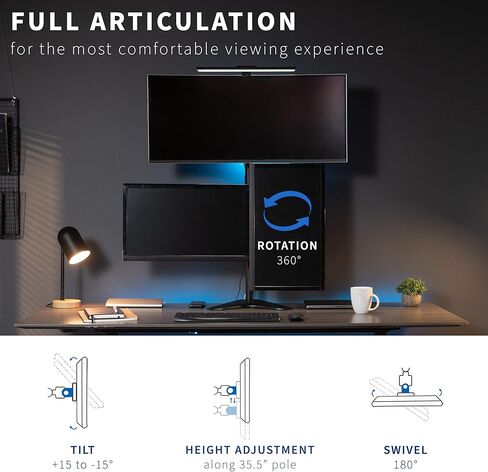 VIVO Triple LCD LED Computer Monitor Desk Stand, Free Standing Heavy Duty Fully Adjustable Mount for 3 Screens up to 30 inches STAND-V003E in Saudi Arabia