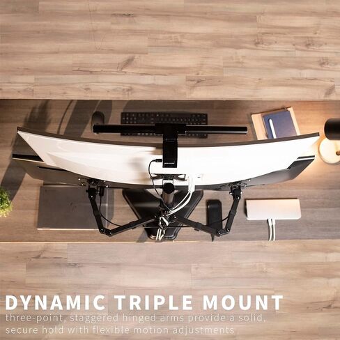 VIVO Triple LCD LED Computer Monitor Desk Stand, Free Standing Heavy Duty Fully Adjustable Mount for 3 Screens up to 30 inches STAND-V003E in Saudi Arabia