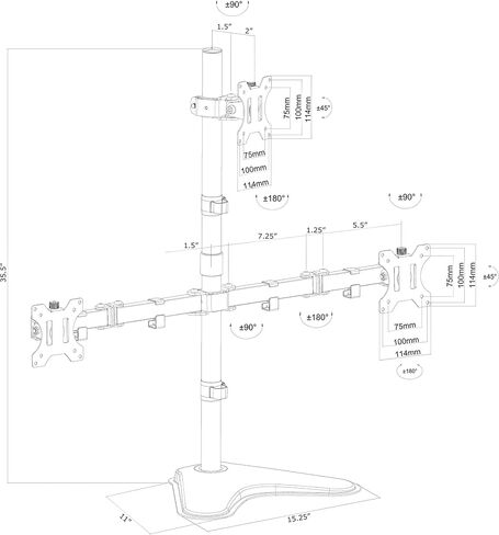 VIVO Triple LCD LED Computer Monitor Desk Stand, Free Standing Heavy Duty Fully Adjustable Mount for 3 Screens up to 30 inches STAND-V003E in Saudi Arabia