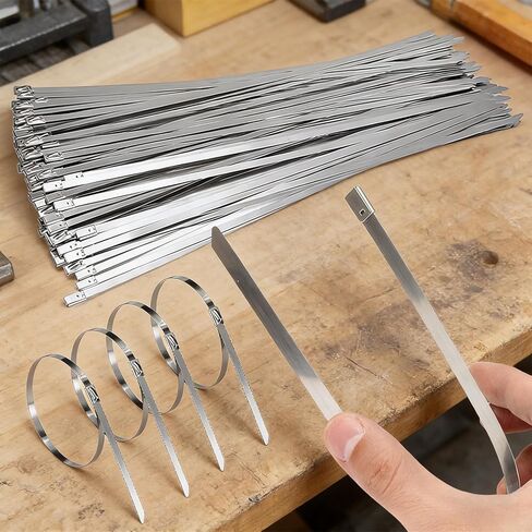 20Pcs Stainless Steel Cable Zip Ties for Exhaust Wrapping Multi-purpose Metal Hardware Cable Organizer (5.9inches-20Pcs) in Saudi Arabia