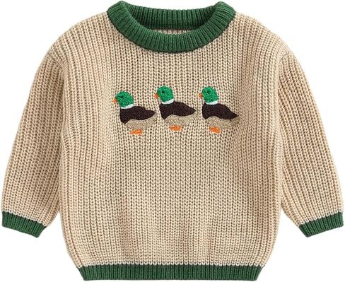 Toddler Baby Boy Knit Sweater Mallard Duck Long Sleeve Knitted Sweatshirt Warm Fall Winter Hunting Clothes in Saudi Arabia