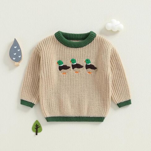 Toddler Baby Boy Knit Sweater Mallard Duck Long Sleeve Knitted Sweatshirt Warm Fall Winter Hunting Clothes in Saudi Arabia