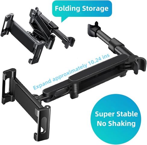 حامل كمبيوتر لوحي للسيارة iPad قابل للتعديل 360 درجة - مقعد خلفي للأطفال والكبار، متوافق مع أجهزة 4.7-12.9 بوصة (iPhone، iPad، Switch)، أساسيات رحلة الطريق (أسود) in Kuwait