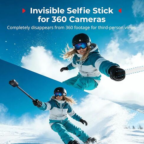 عصا سيلفي غير مرئية ممتدة 150 سم/59 بوصة/4.9 قدم لـ Insta360 X5/X4/X3، لـ DJI OSMO 360، عصا كاميرا محمولة 360 درجة مع 1/4 بوصة - 20 برغي/فتحة، وتد، وحزام معصم، ومقبض مضاد للانزلاق - 5270 in Saudi Arabia