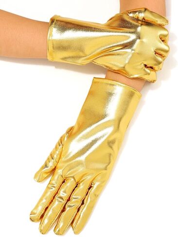 Alien Metallic Shiny Gloves Short Halloween Cosplay Gloves for Women in Saudi Arabia