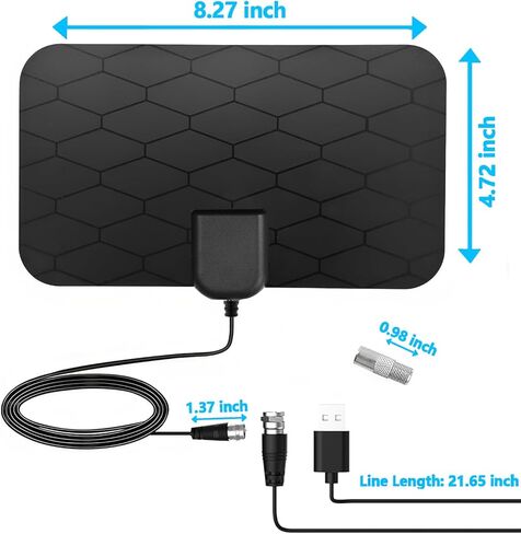 Digital TV Antenna,Antenna for Smart TV,360°Reception,Support 4K 1080p Smart Television,Signal Amplifier-Signal Booster-HDTV Antenna 10ft Coaxial HDTV Cable,Portable HD TV Antenna Indoor in Kuwait