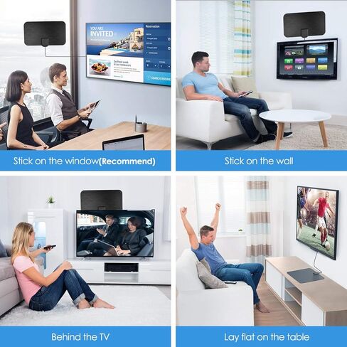 Digital TV Antenna,Antenna for Smart TV,360°Reception,Support 4K 1080p Smart Television,Signal Amplifier-Signal Booster-HDTV Antenna 10ft Coaxial HDTV Cable,Portable HD TV Antenna Indoor in Kuwait