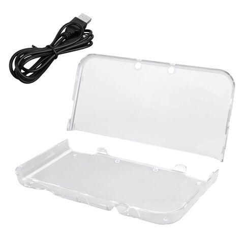 حافظة BTFO شفافة مع كابل شاحن USB، غطاء واقي شاشة صلب شفاف فقط لجهاز 3DS XL LL الجديد لعام 2015 يتضمن ملحقات كابل شحن سريع 1.2 متر/3.94 قدم (تصميم بدون مفصلات) in Kuwait